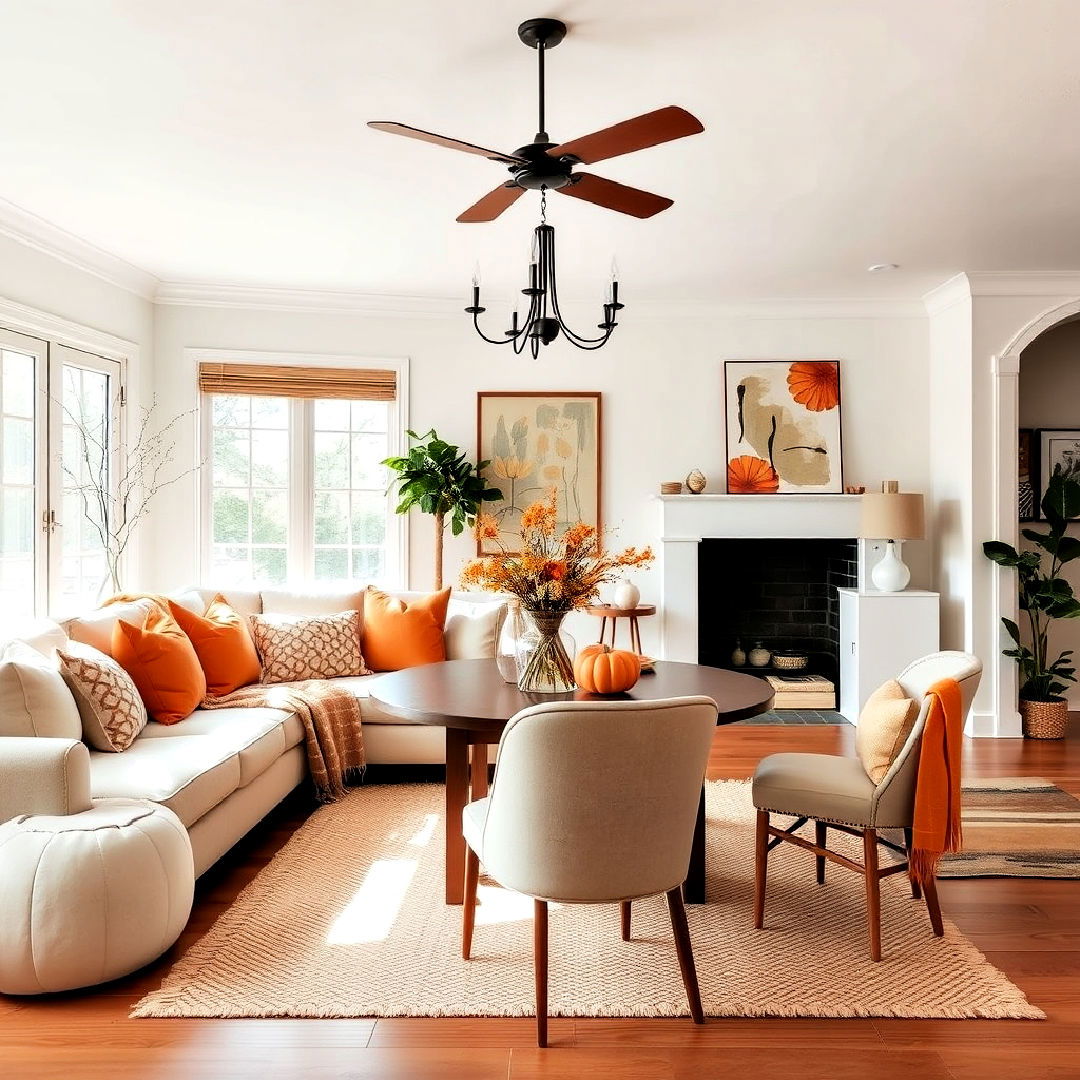 pumpkin and off white color for living area - 40 Warm Color Palettes for Every Room in the House