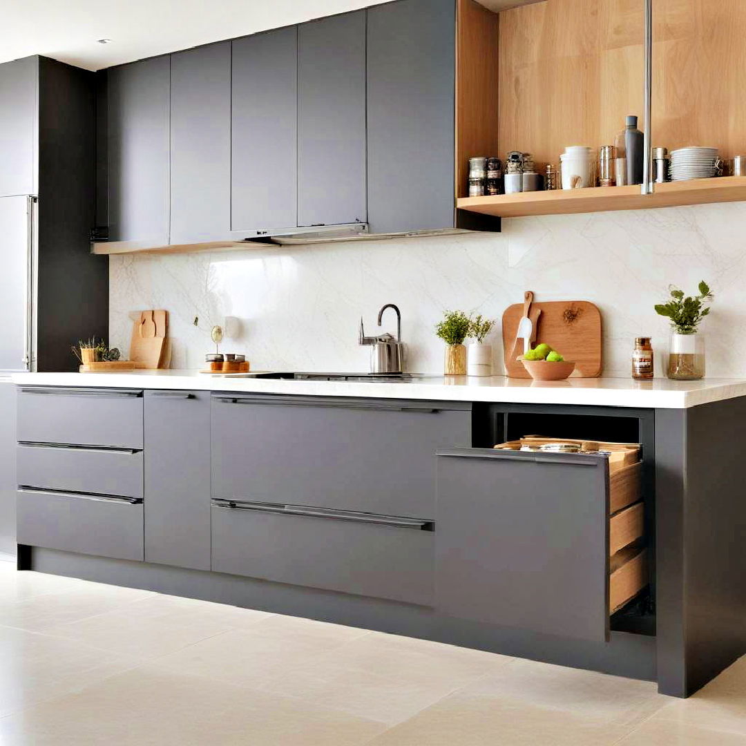 push to open mechanism - 40 Galley Kitchen Ideas