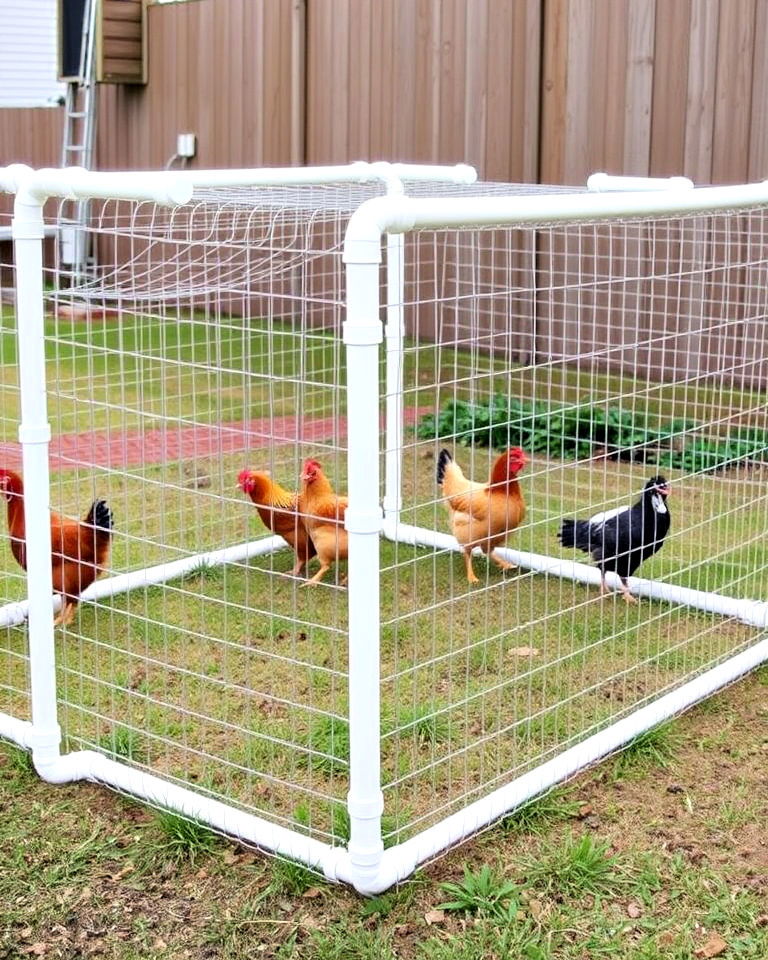 pvc pipe frame chicken fence - 25 Chicken Fence Ideas