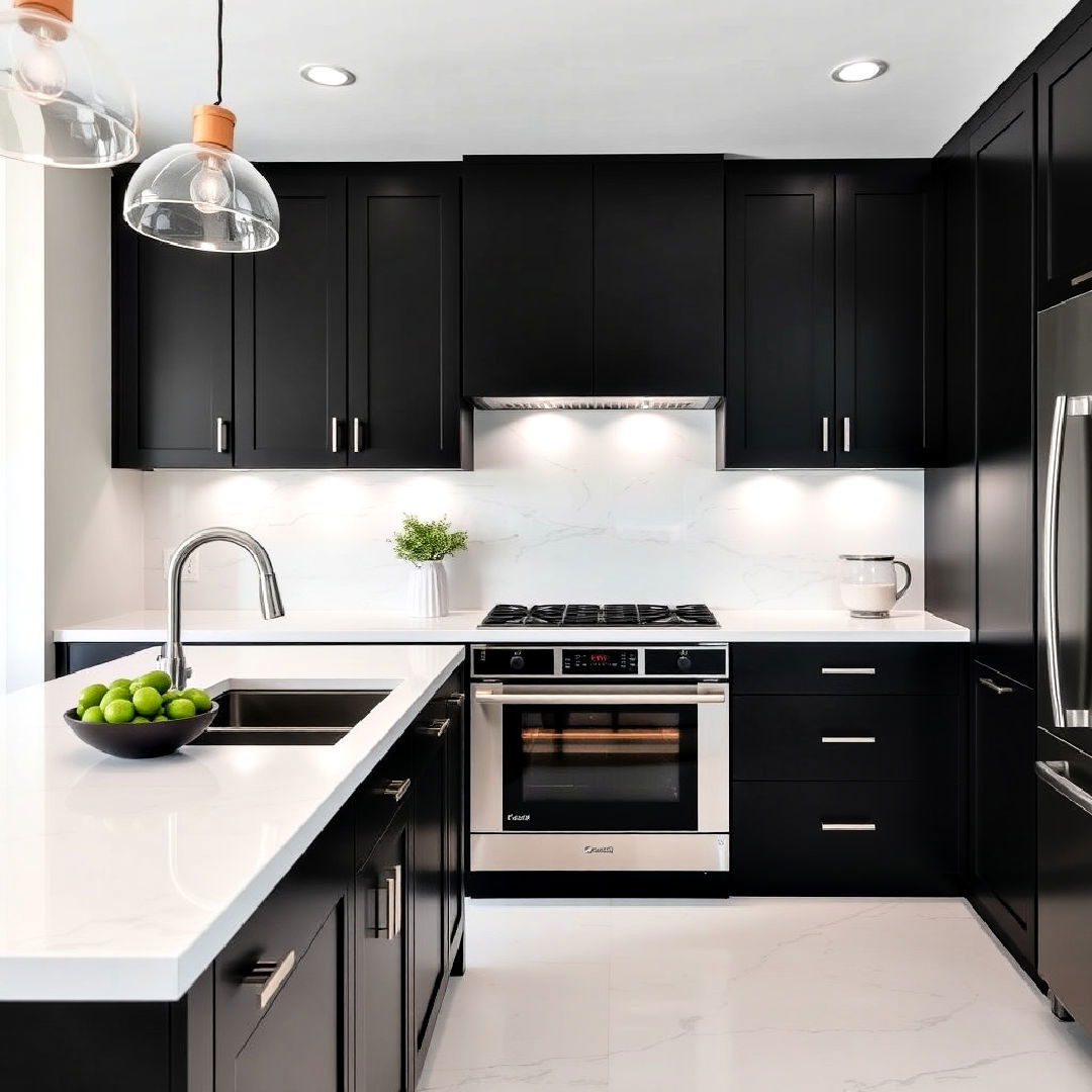 quartz countertops for black and white kitchen - 40 Black and White Kitchen Ideas
