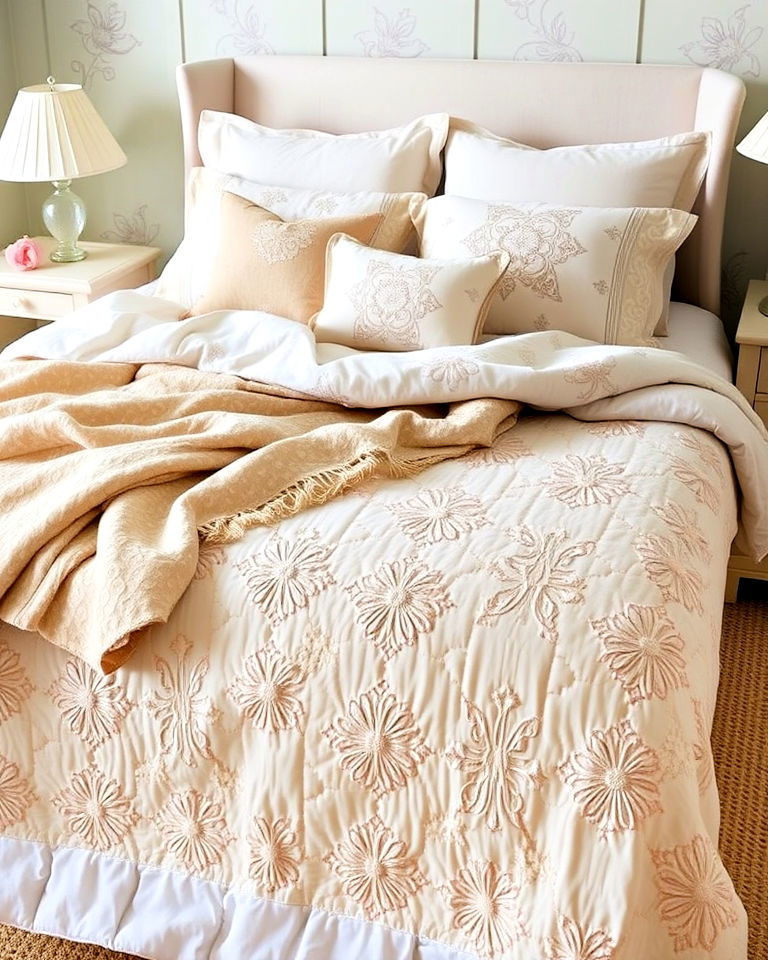 quilted bedspread for shabby chic look - 20 Shabby Chic Bedroom Ideas