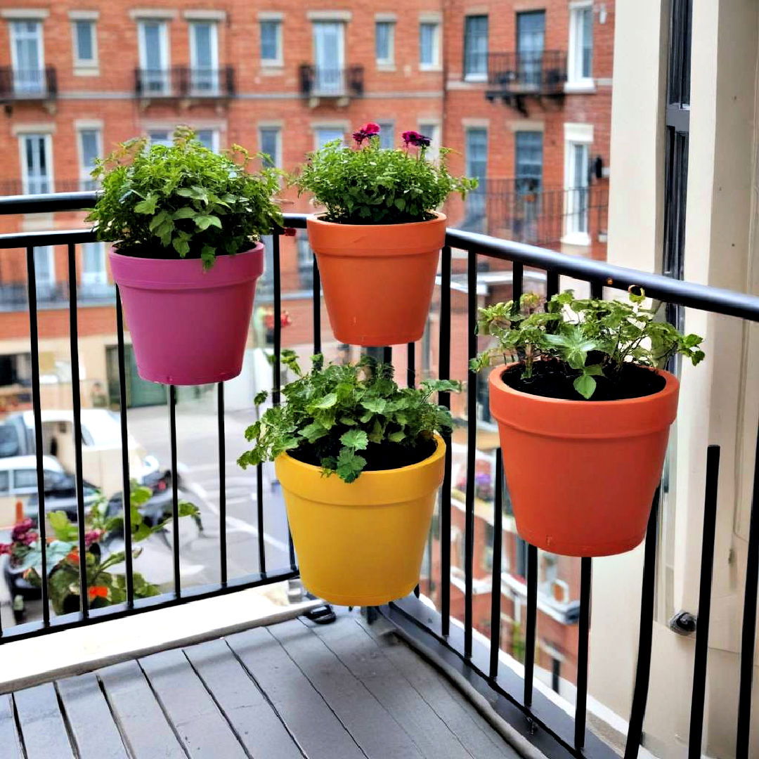 rail mounted planters idea - 30 Small Balcony Ideas
