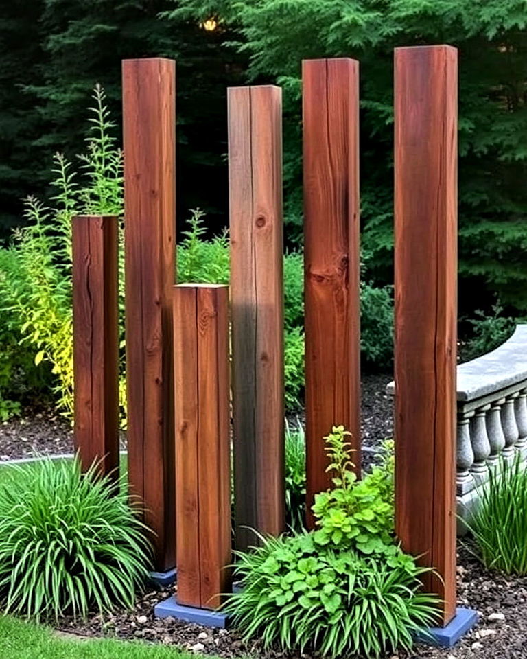 railroad ties to create standalone art pieces - 20 Railroad Ties Landscaping Ideas