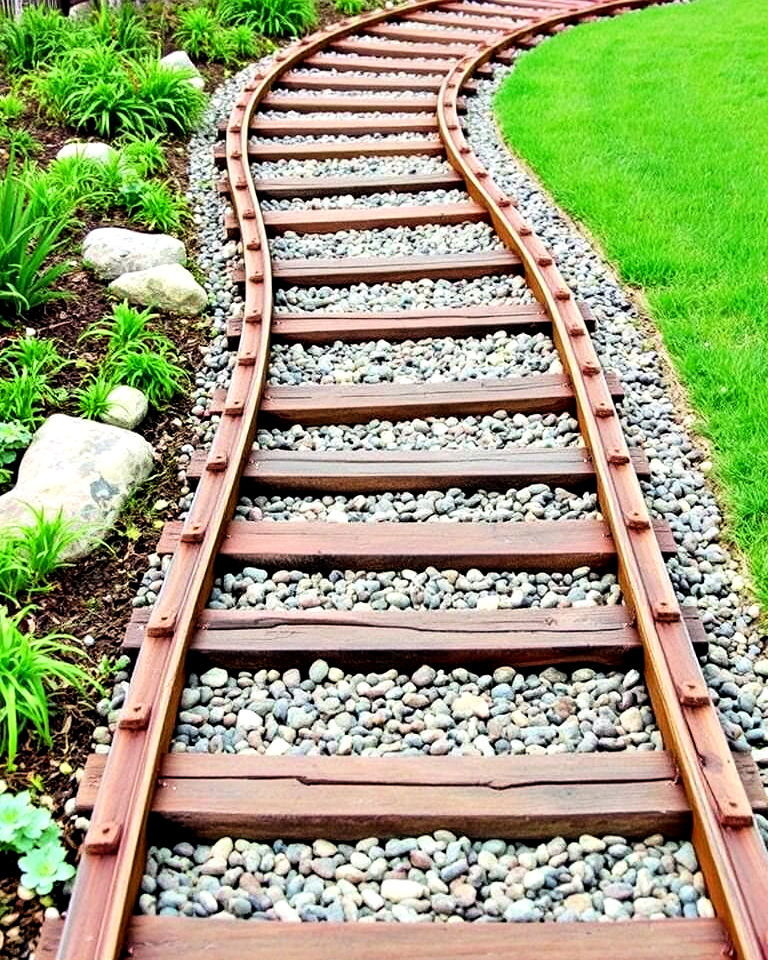 railroad ties to define pathway - 20 Railroad Ties Landscaping Ideas