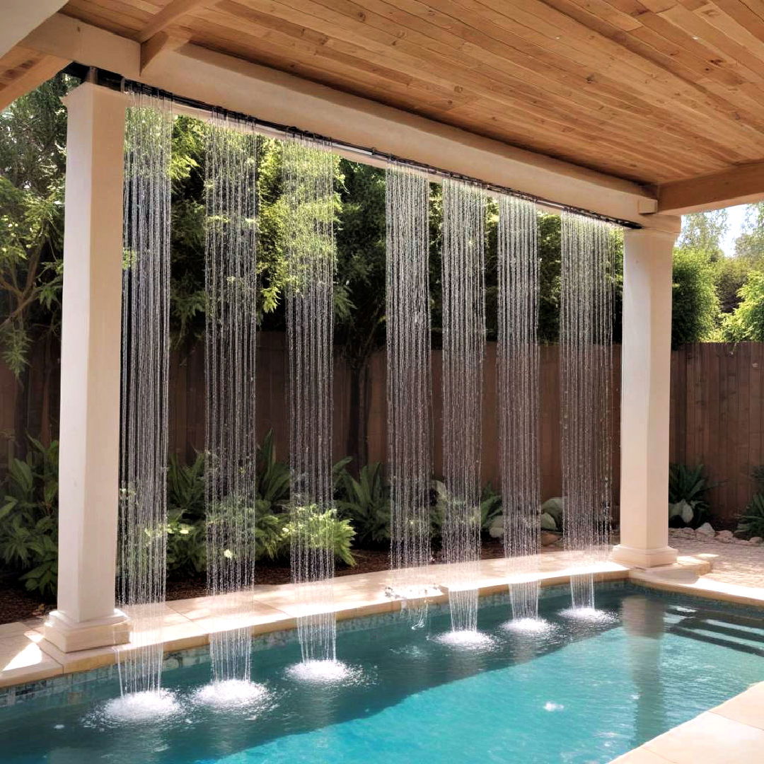 rain curtains for pool - 15 Pool Fountain Ideas
