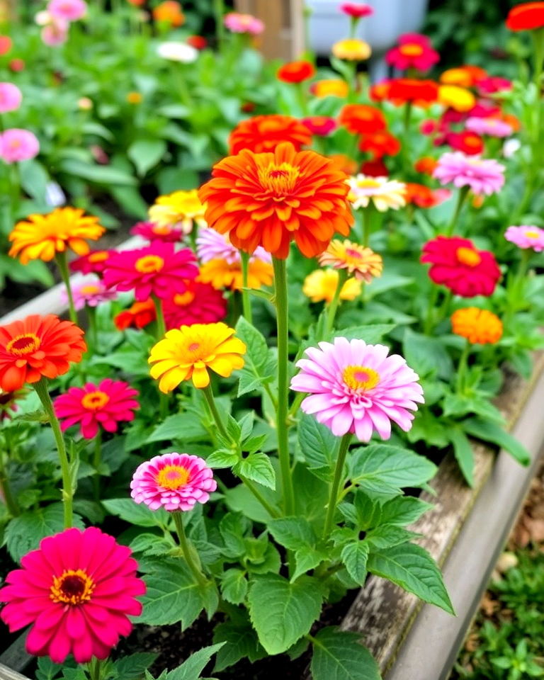 raised beds to grow zinnias - 25 Zinnia Garden Ideas