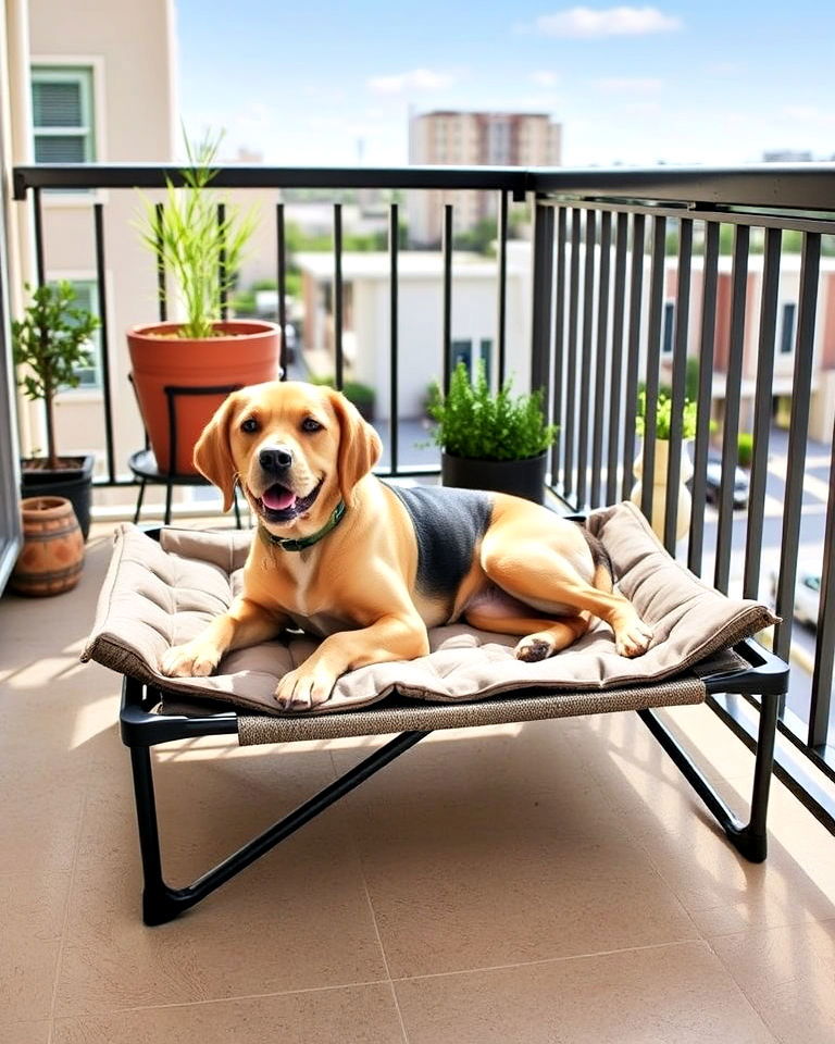 raised dog bed for balcony - 20 Dog Balcony Ideas