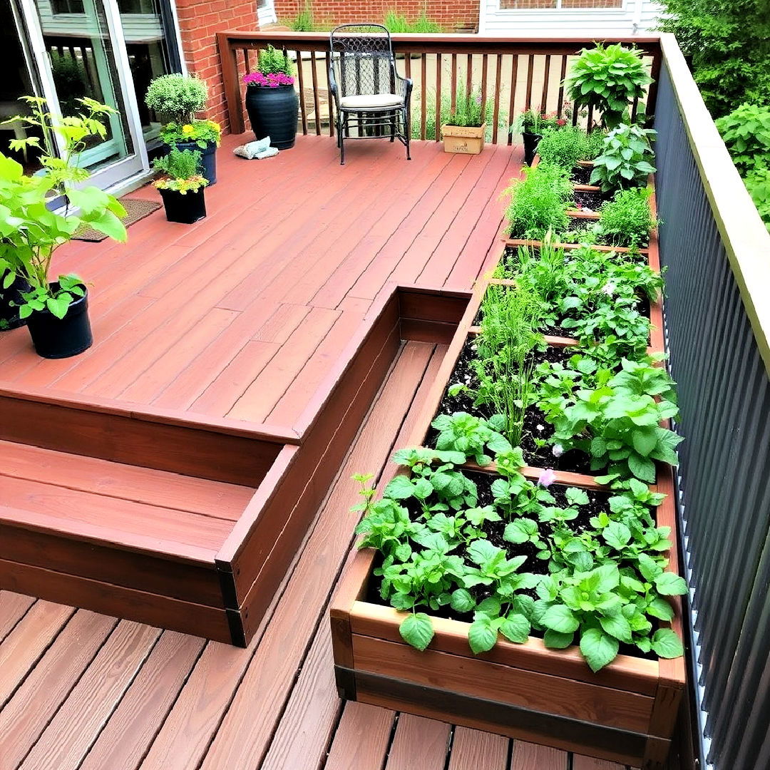 raised garden beds for ground level deck - 25 Ground Level Deck Ideas