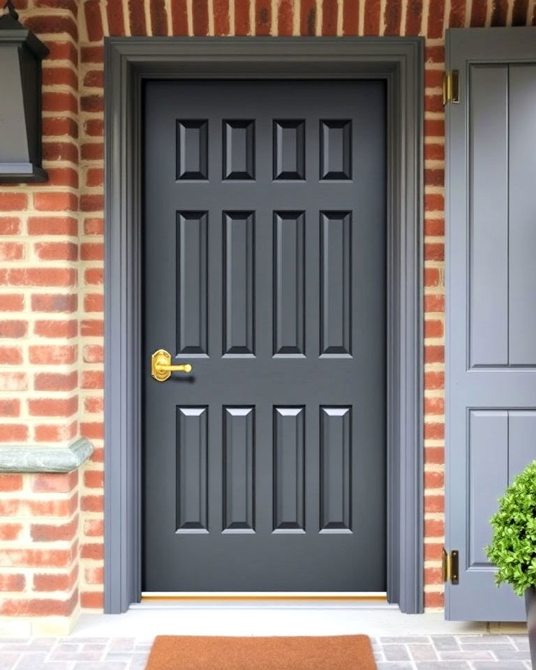 raised panels for modern charcoal grey door - 25 Grey Front Door Ideas