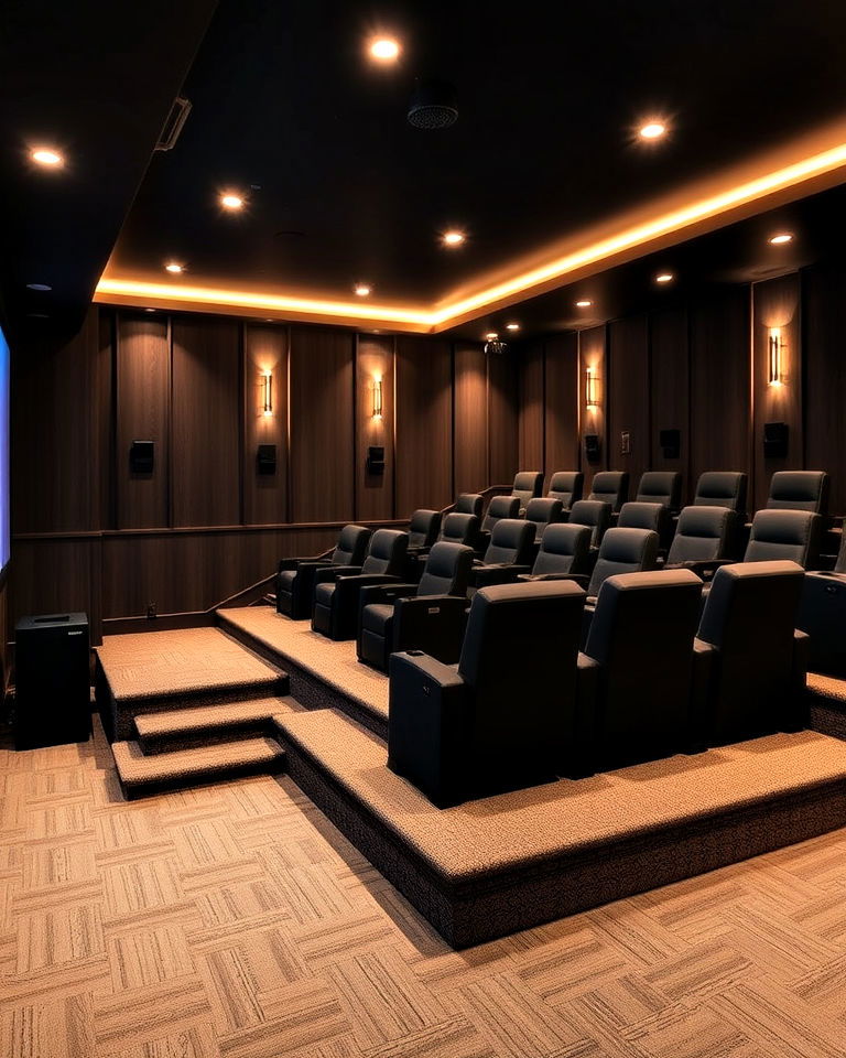 raised platform for tiered seating ideas - 25 Basement Home Theater Ideas