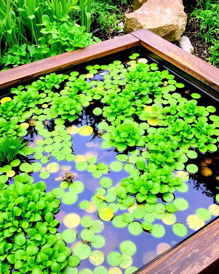 raised pond with edible aquatic plants - 15 Water Garden Ideas