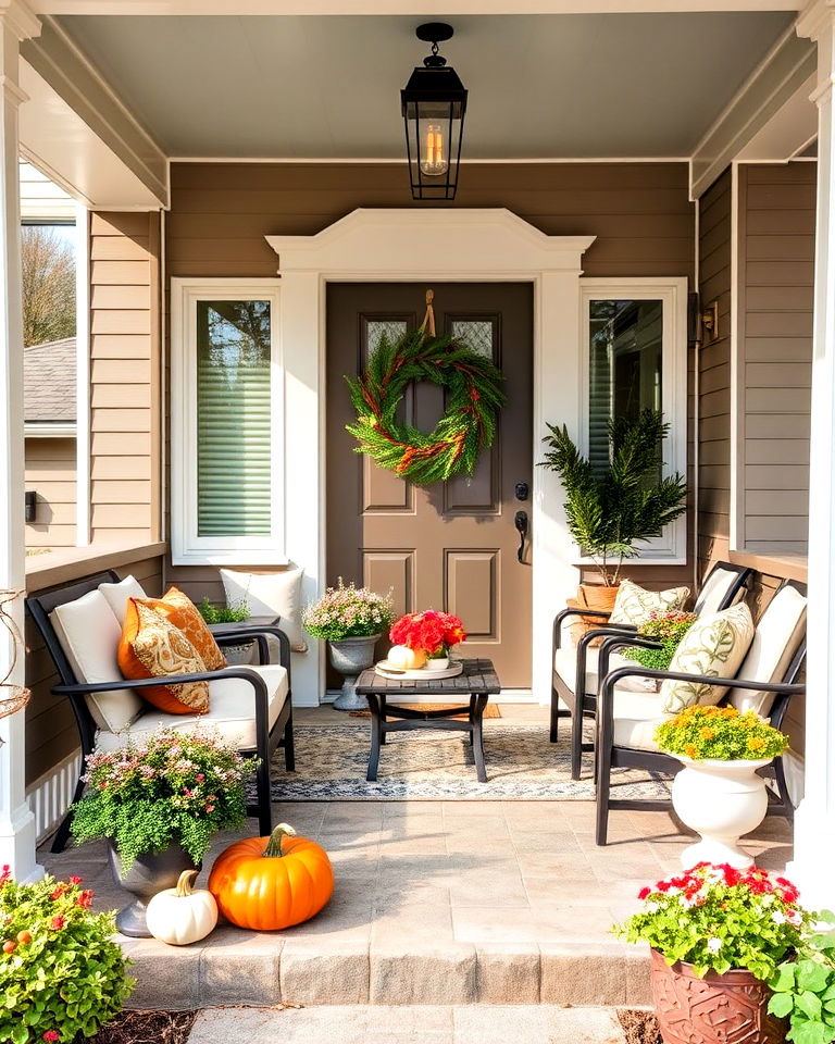 raised ranch front porch with seasonal decor - 25 Raised Ranch Front Porch Ideas