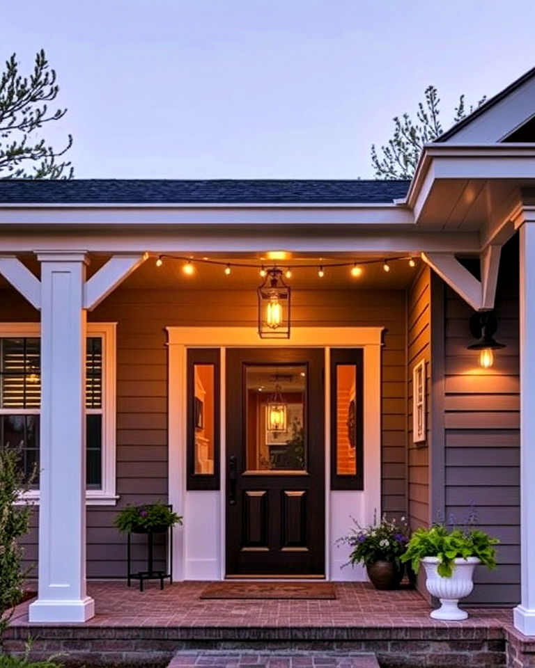 raised ranch front porch with statement lighting - 25 Raised Ranch Front Porch Ideas