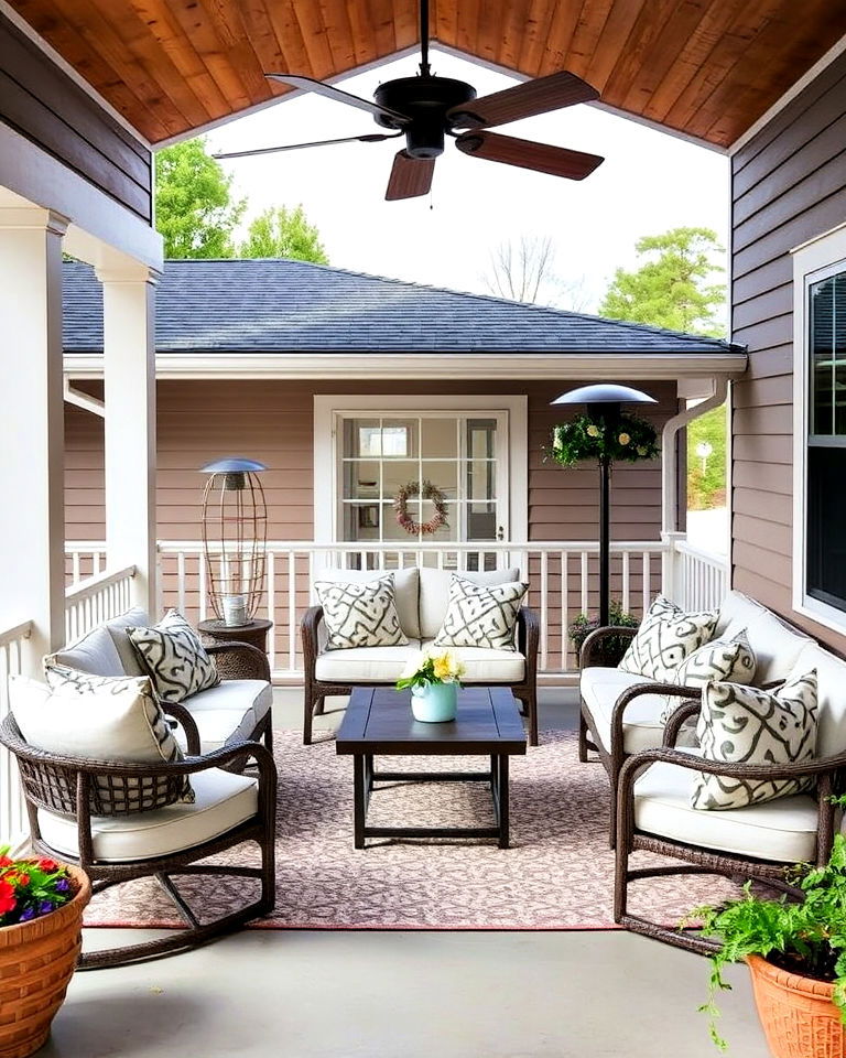 raised ranch porch with outdoor living area - 25 Raised Ranch Front Porch Ideas
