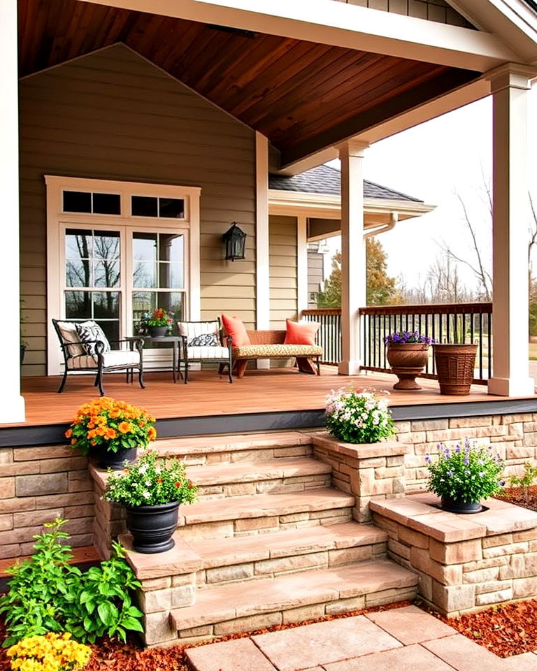 raised ranch with a tiered porch design - 25 Raised Ranch Front Porch Ideas