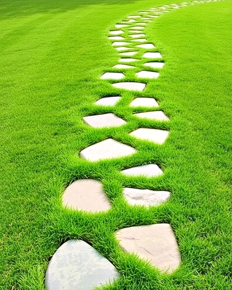 randomly placed stepping stones for grass pathway - 30 Stepping Stone Walkway Ideas