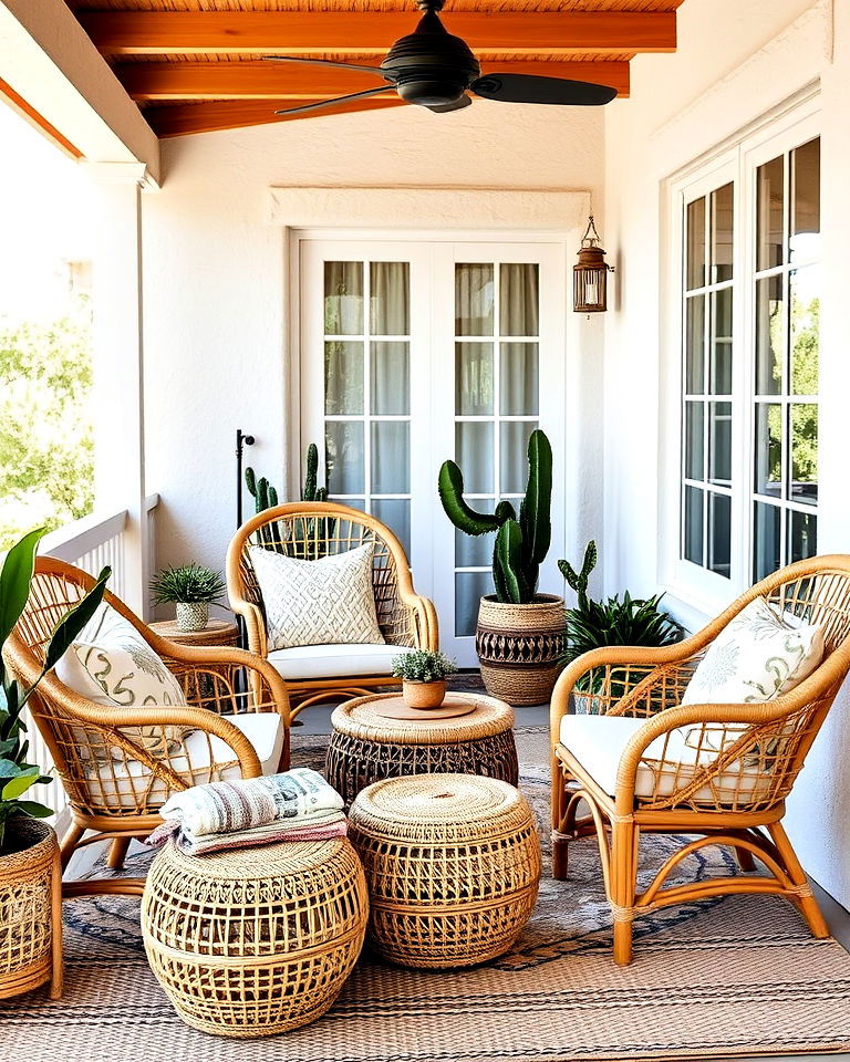 rattan and wicker furniture for bohemian desert decor - 20 Bohemian Desert Decor Ideas
