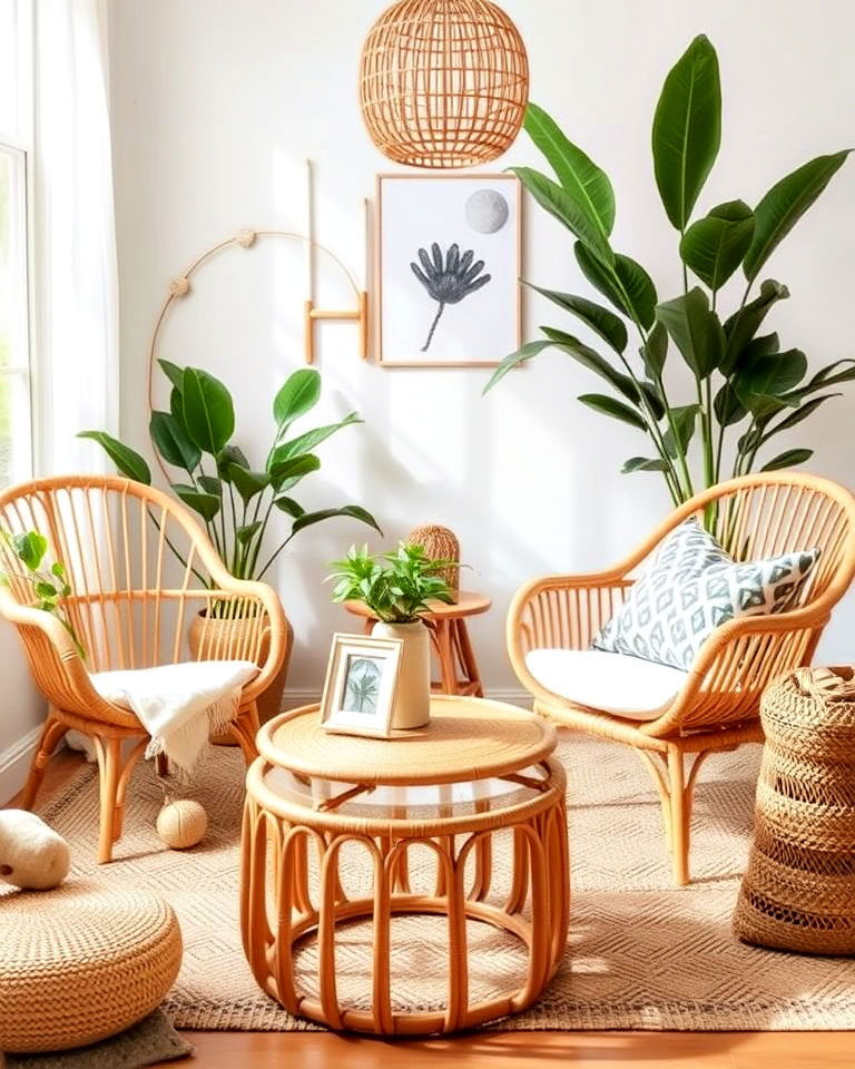 rattan furniture for boho interiors - 30 Boho Decor Ideas