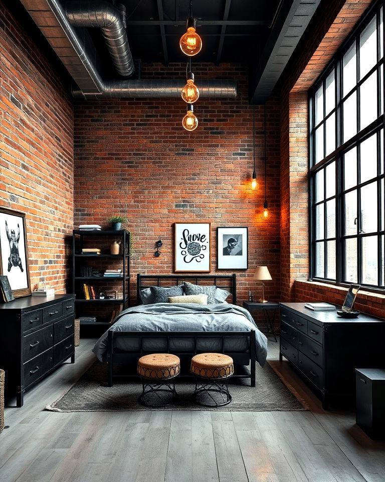 raw aesthetic industrial loft bedroom - 40 Teenage Boy Bedroom Ideas