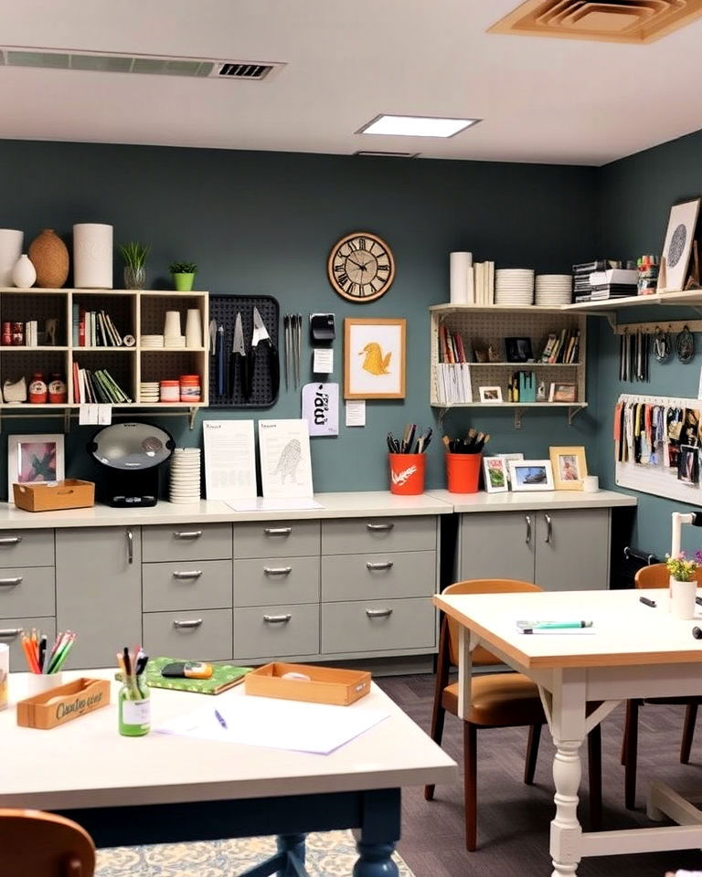 rec room with art and craft studio - 30 Rec Room Ideas