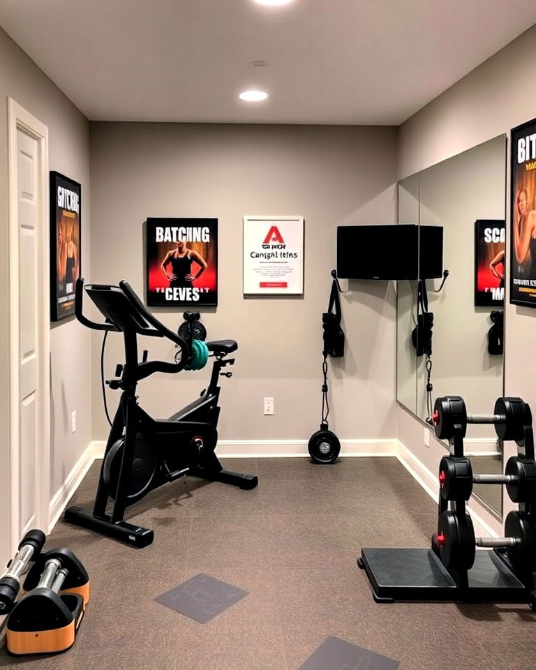 rec room with fitness corner - 30 Rec Room Ideas