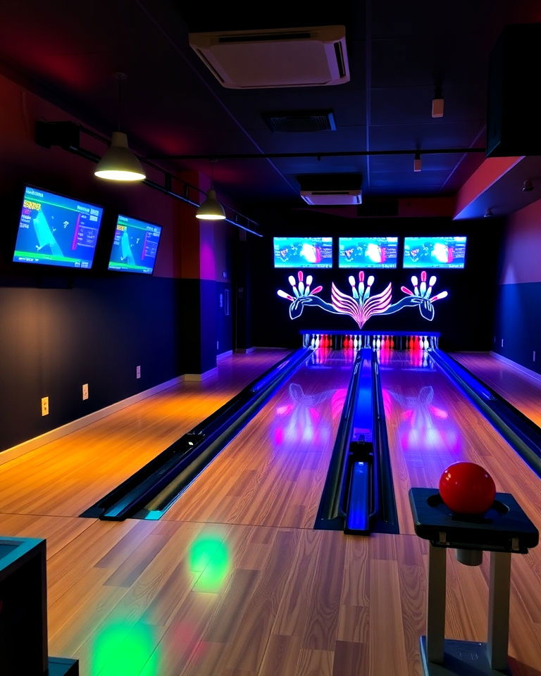 rec room with mini bowling alley - 30 Rec Room Ideas