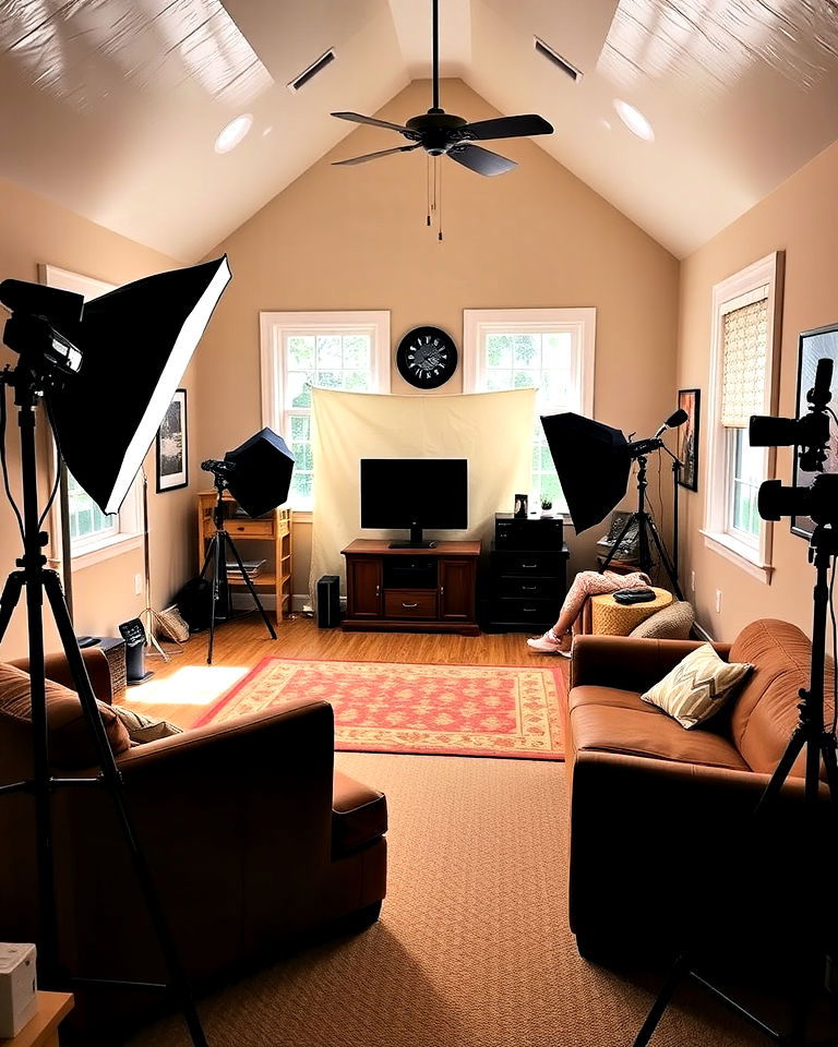 rec room with photography studio - 30 Rec Room Ideas