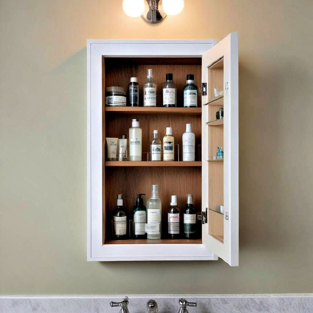 recessed cabinet ideal for small space - 25 Bathroom Cabinet Ideas