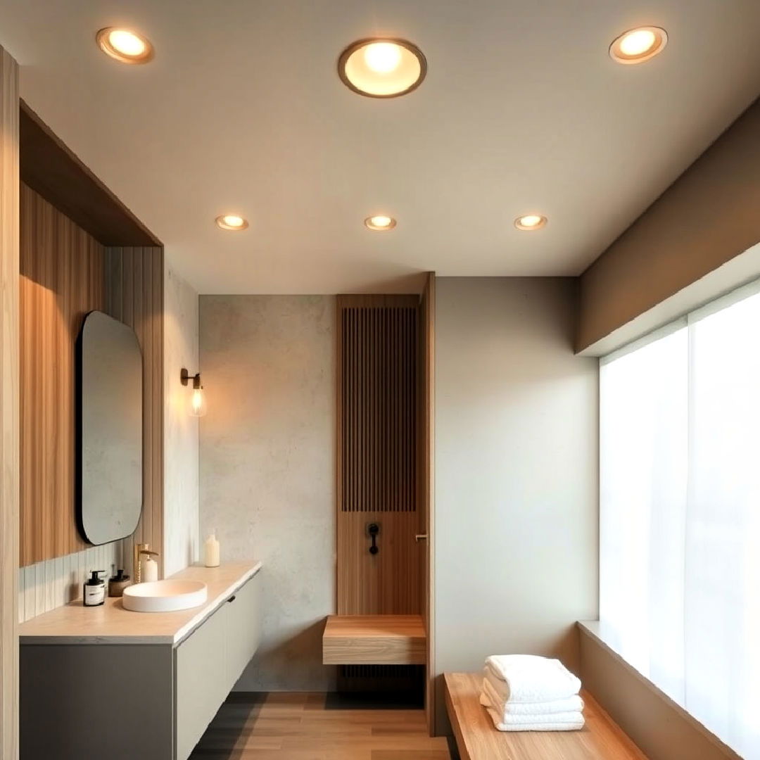 recessed lighting for japandi bathroom - 40 Japandi Bathroom Ideas
