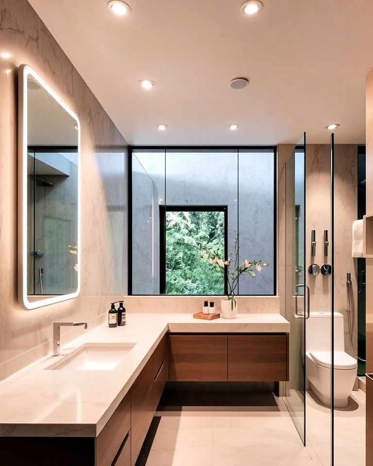 recessed lighting for open concept bathroom - 30 Open Concept Bathroom Ideas