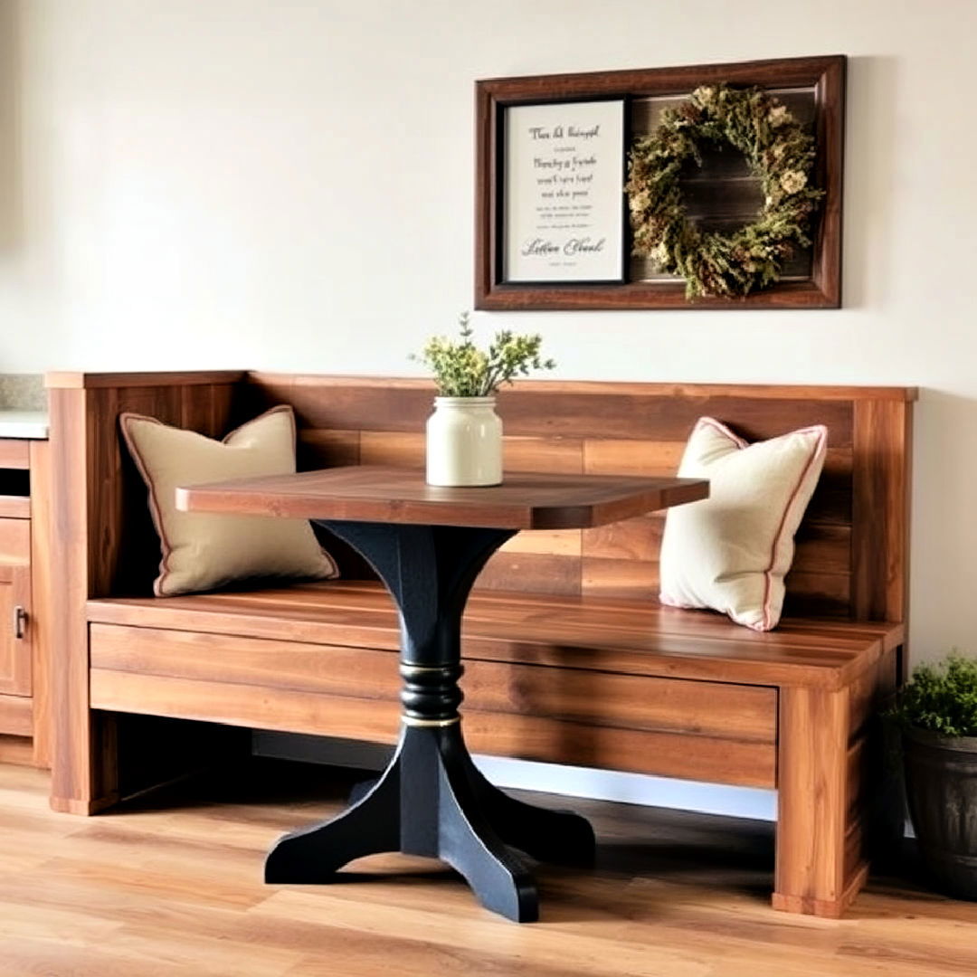 reclaimed wood rustic farmhouse banquette - 40 Banquette Seating Ideas
