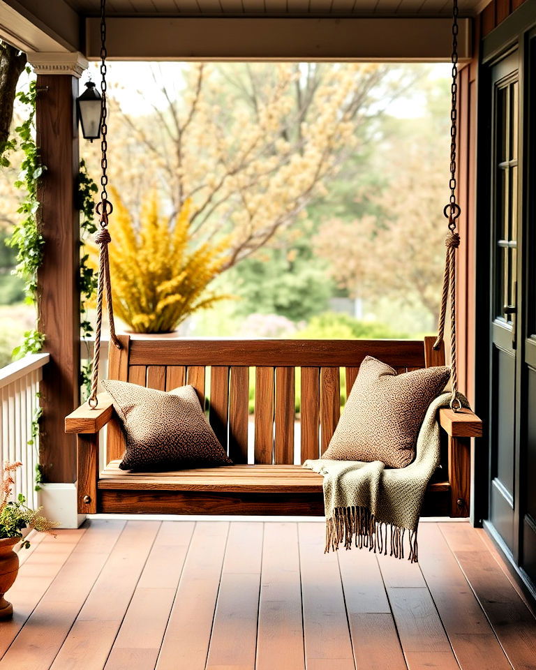 reclaimed wood swing for porch - 30 Rustic Porch Ideas