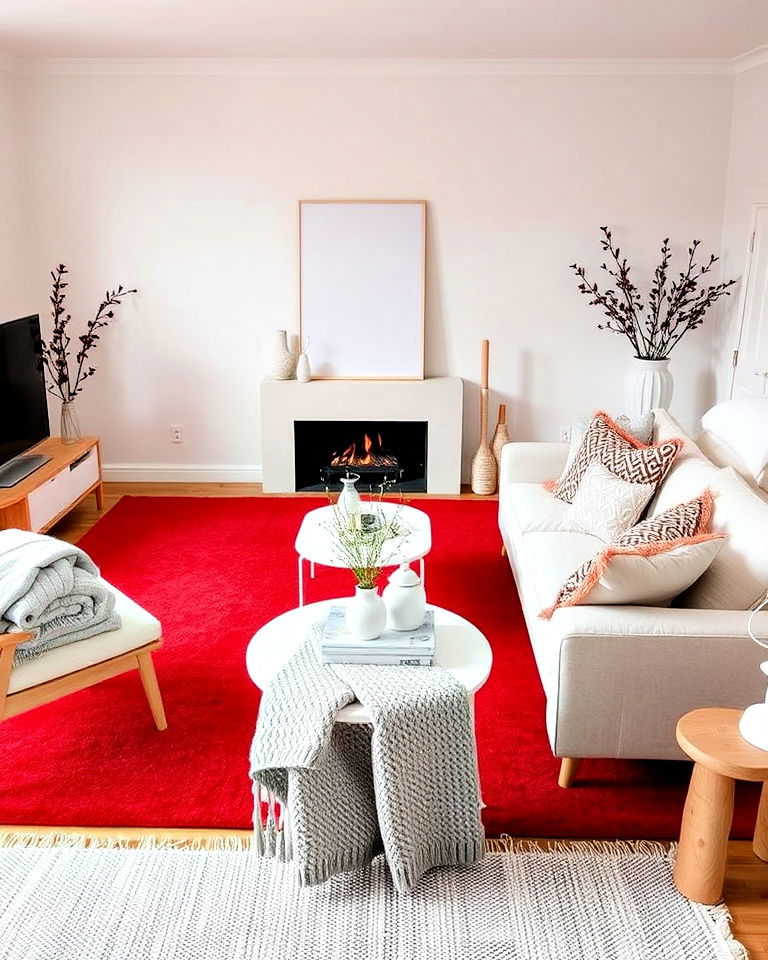 red carpet for scandinavian inspired living room - 20 Red Carpet Living Room Ideas