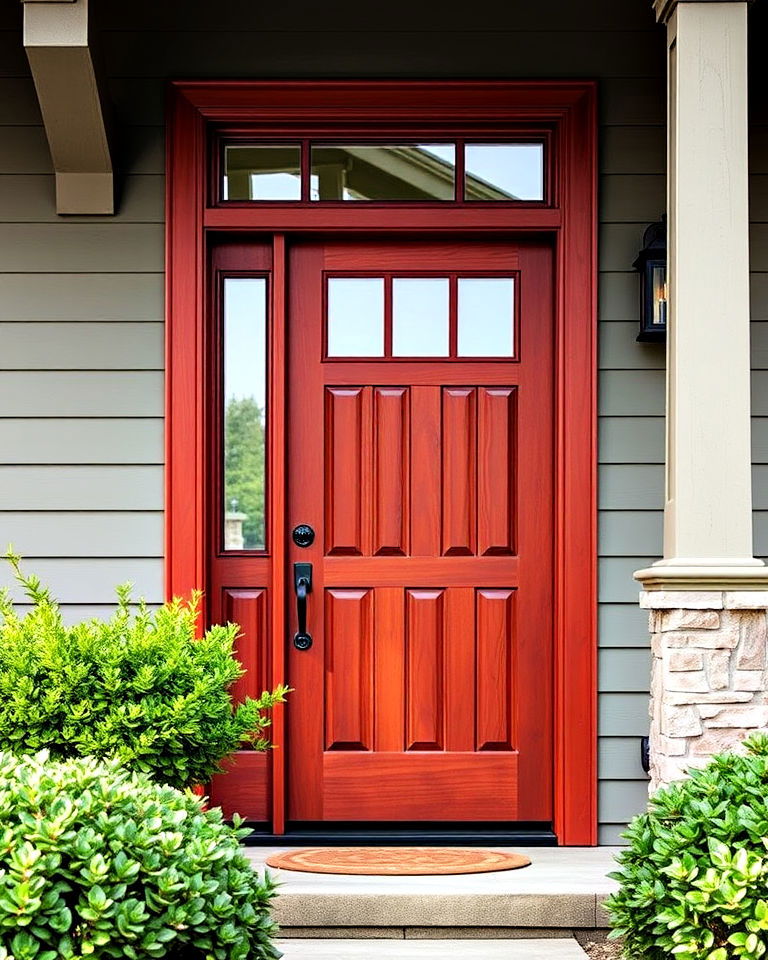 red chestnut stain front door - 25 Stained Front Door Ideas