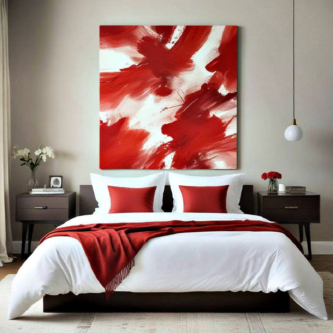 red headboard wall art ideas - 20 Red Bedroom Ideas
