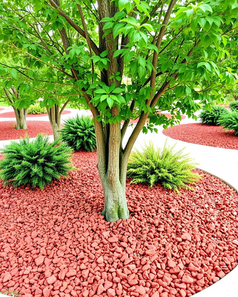 red lava rock for accent around trees - 20 Red Lava Rock Landscaping Ideas