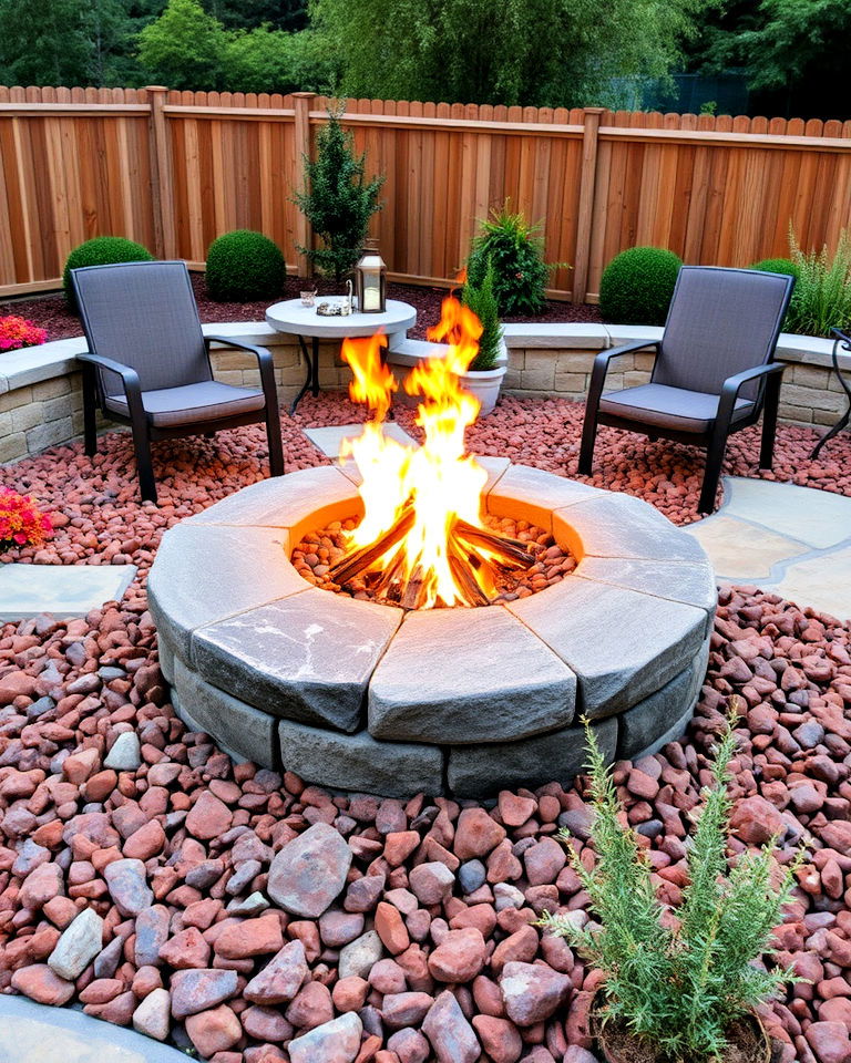 red lava rock for fire pit surround - 20 Red Lava Rock Landscaping Ideas