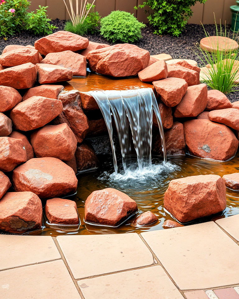 red lava rock for water features landscaping - 20 Red Lava Rock Landscaping Ideas