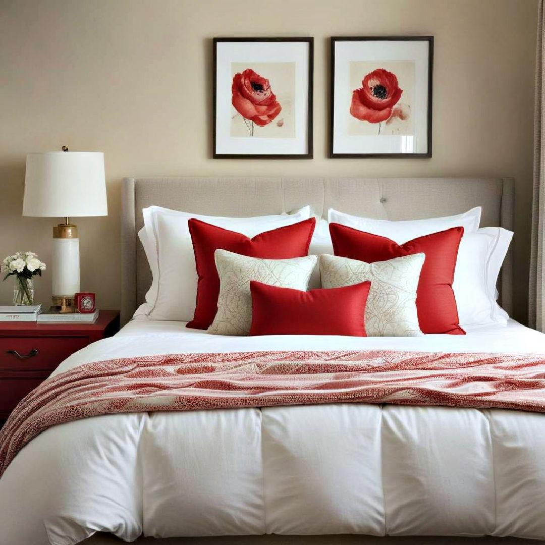 red throw pillows for bedroom - 20 Red Bedroom Ideas