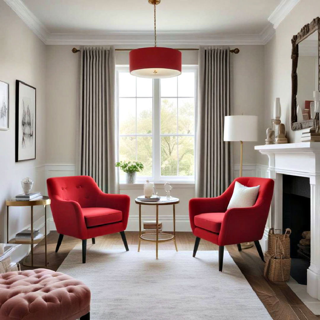 red upholstered accent chairs - 20 Red Bedroom Ideas