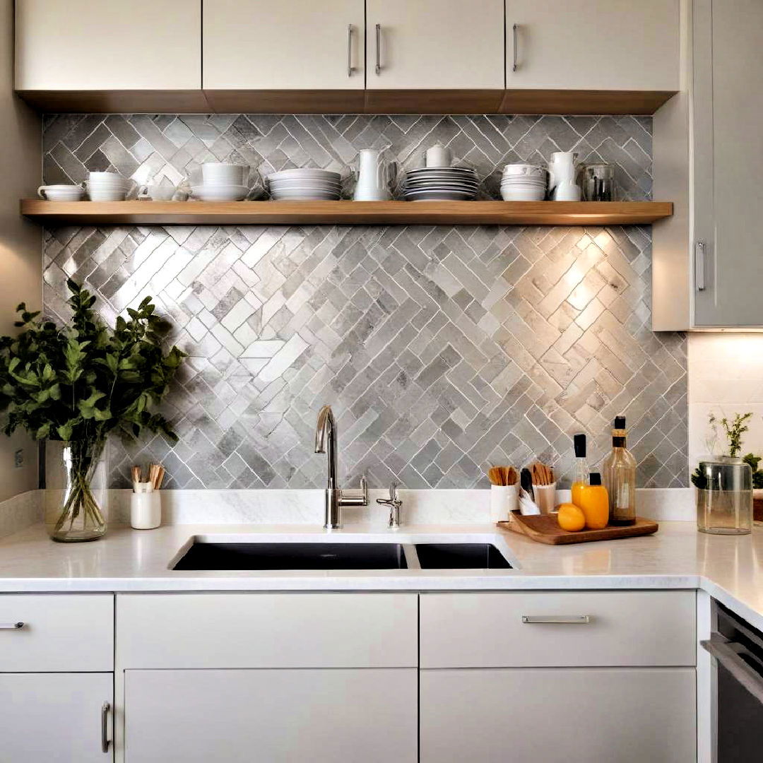 reflective backsplash to enhance light - 30 Small Galley Kitchen Ideas on a Budget