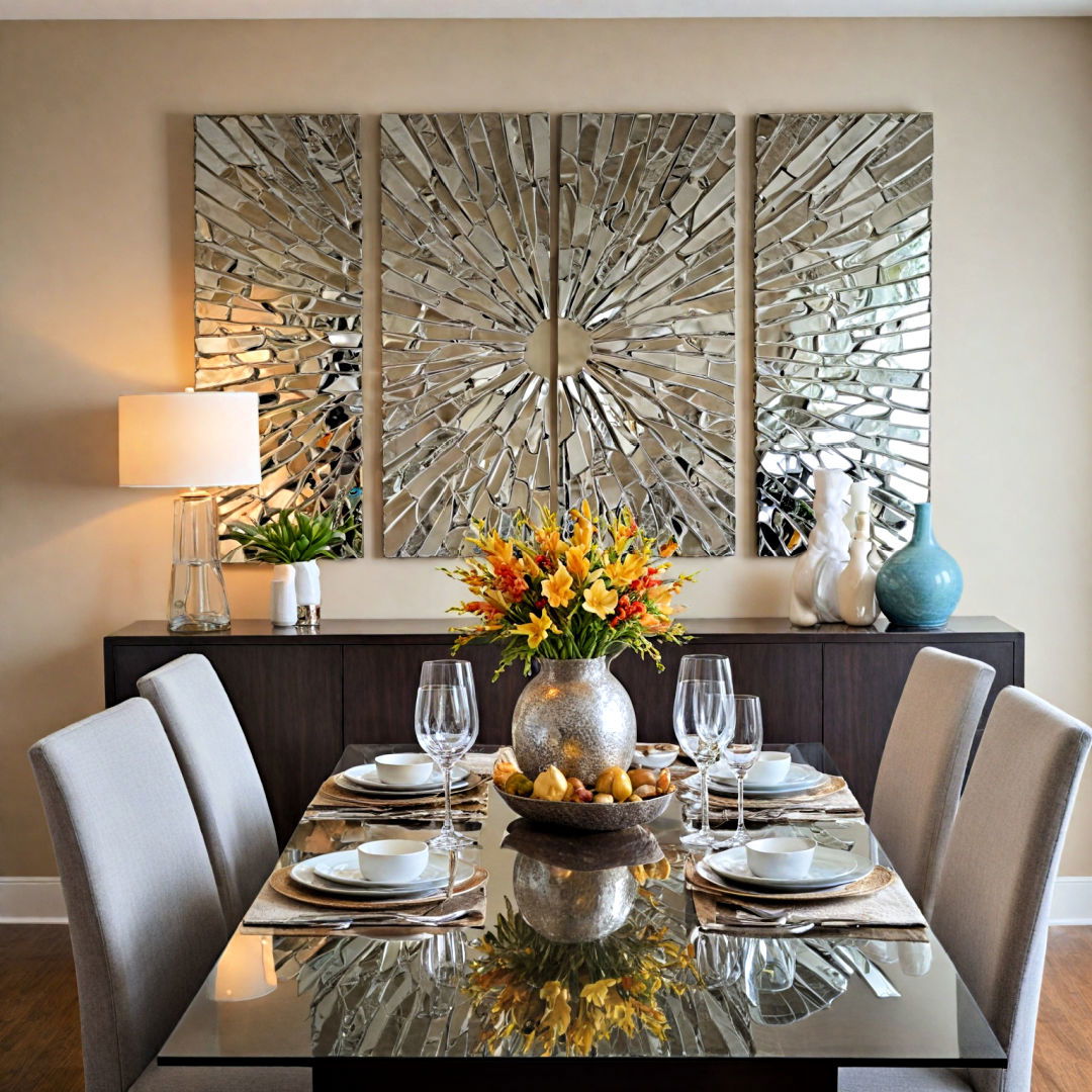 reflective glass art - 40 Dining Room Decor Ideas