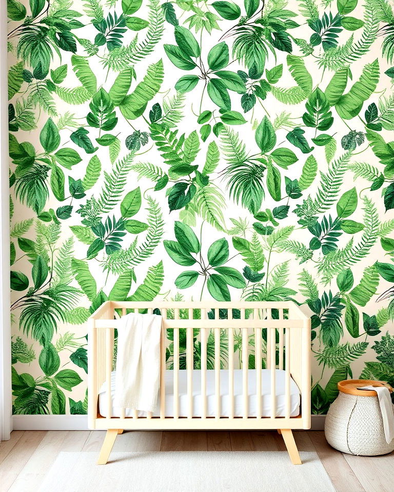 refreshing botanical wallpaper - 25 Green Nursery Ideas