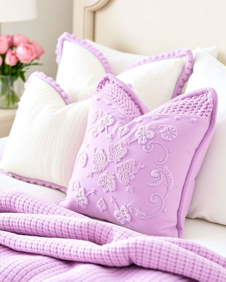 refreshing lilac throw pillows - 15 Lilac Bedroom Ideas