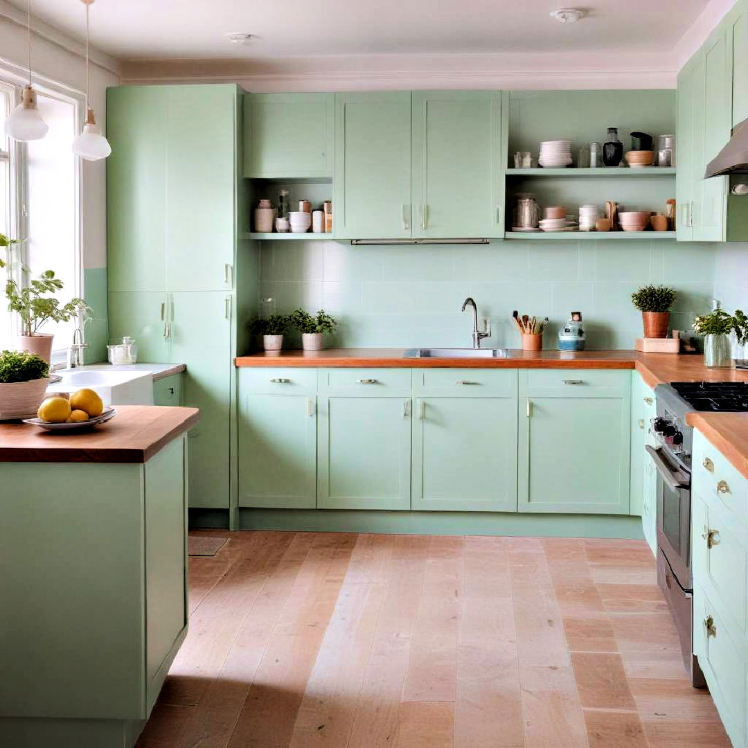 refreshing mint green painted kitchen cabinet - 40 Painted Kitchen Cabinet Ideas