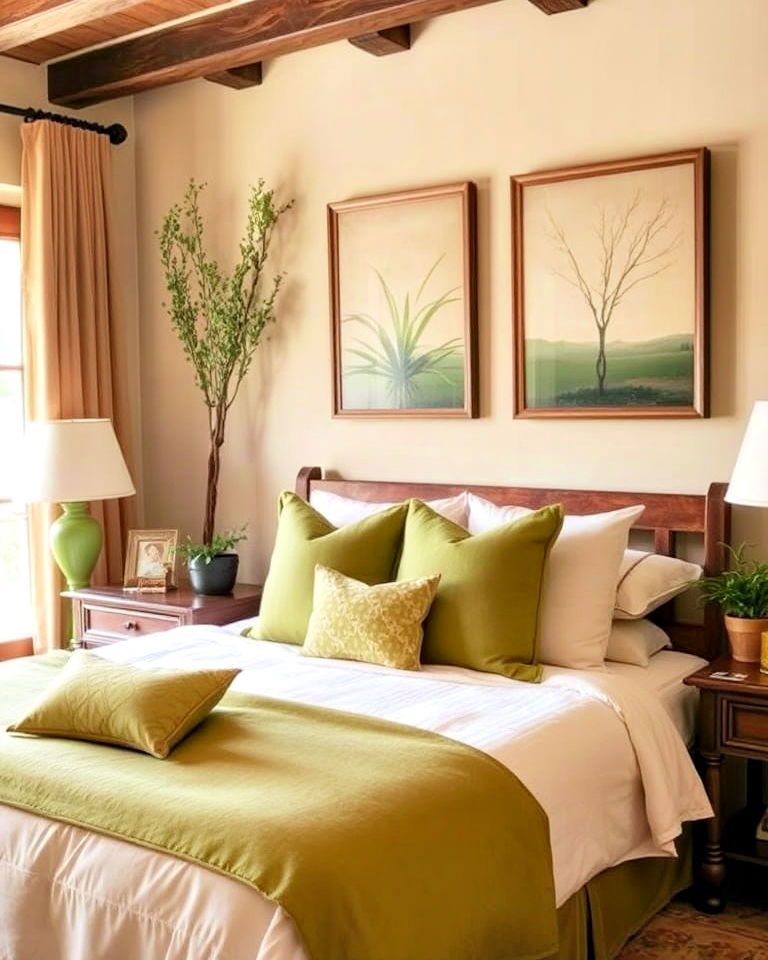 refreshing olive and cypress green touch - 20 Tuscan Bedroom Ideas