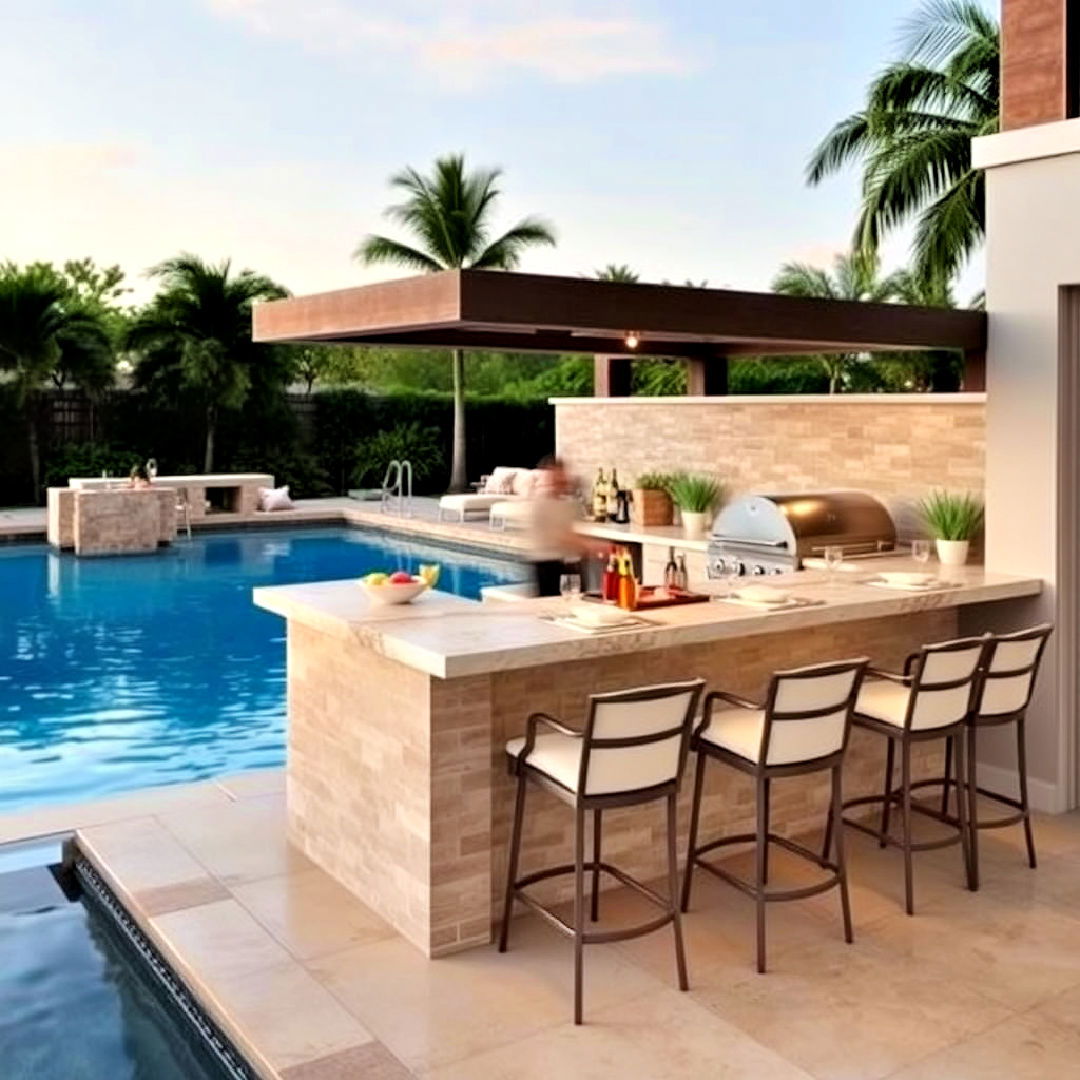refreshing poolside bar and grill - 20 Luxury Outdoor Kitchen Ideas