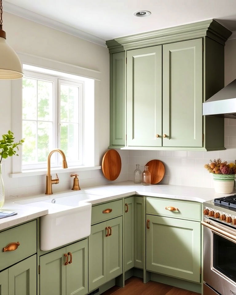 refreshing sage green cabinets - 40 Kitchen Cabinet Color Ideas