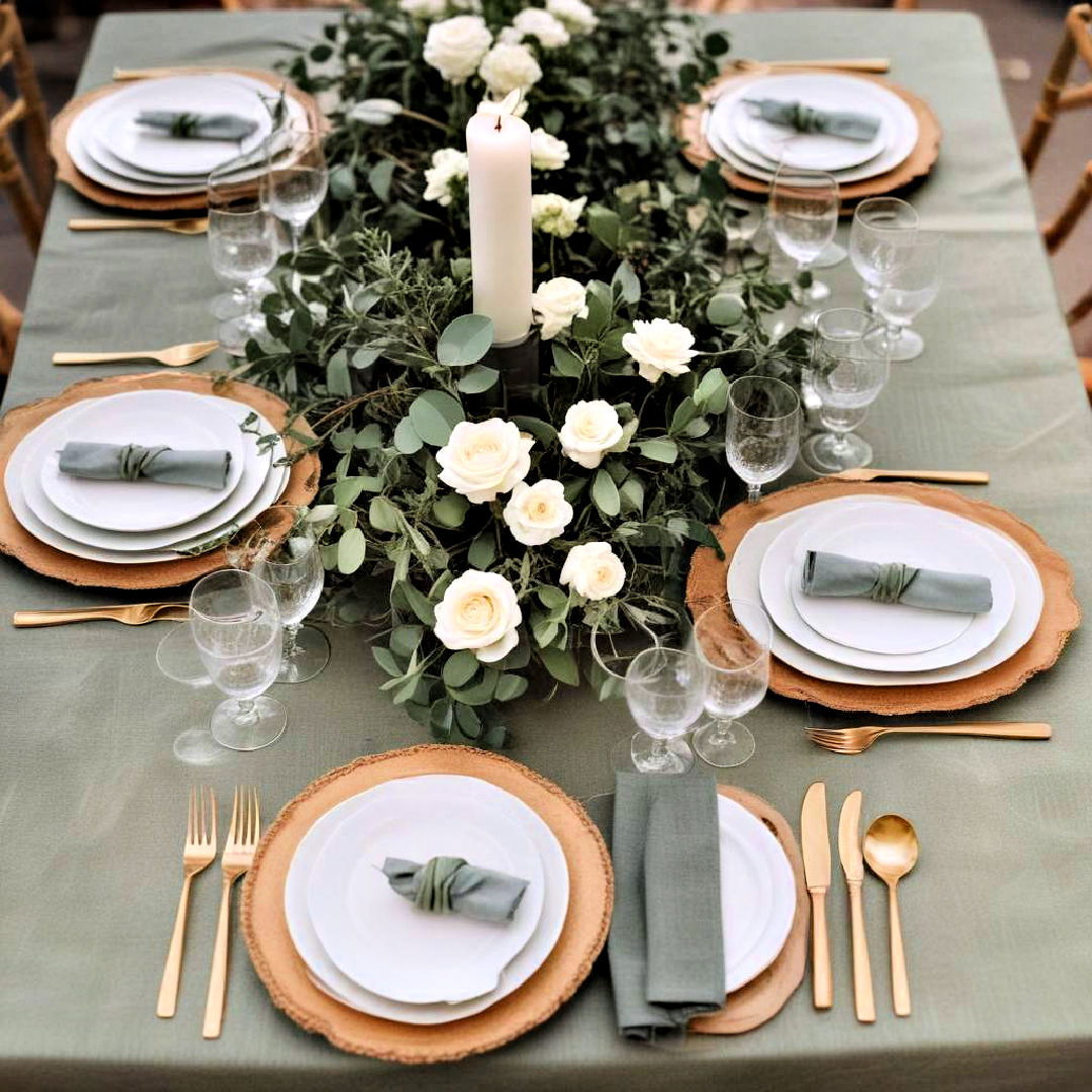 refreshing sage green table settings - 30 Sage Green Wedding Ideas