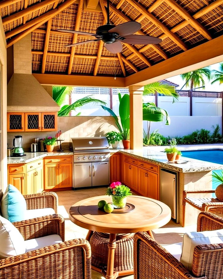 refreshing tropical paradise - 20 Pool House With Outdoor Kitchen Ideas
